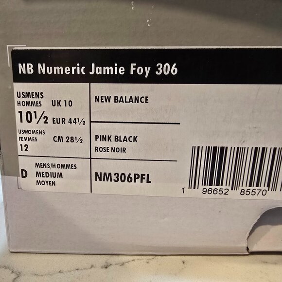 New Balance # Numeric "306" Sneakers Pink/Black Jamie Foy Skating Shoes SZ 10.5 - Picture 11 of 15